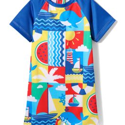 Babyhug Half Raglan Sleeves Water Repellent Sea Life Legged Swimsuit 9-12m Navy Male-image-23