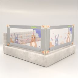 BAYBEE Baby Bed Rail Guard for Baby Toddlers Safety, Portable Kids Bed Rail Safeguard Fence with Adjustable Height | Foldable Single Side Bed Protector for Newborn Baby (Pack of 2, Light Grey, 150x80cm)-17