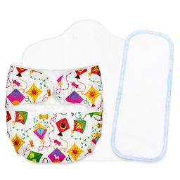 SuperBottoms Newborn UNO Cloth Diaper Combo with Magic Pad & Booster Pad - Reusable, Adjustable (Coloured Skies)-3
