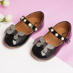 boyz n galz Stones Embellished Butterfly Applique Detailed Ballerinas - Black-image-72