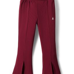 Pine Kids Cotton Lycra Knit Full Length Solid Flared Leggings - Red-image-69