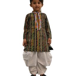 Aglare Rayon Woven Navratri Theme Full Sleeves Abstract Designed Costume Set - Green-image-88