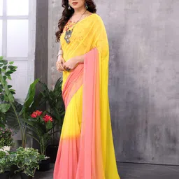 DIVASTRI Colourblocked Pure Georgette Ready to Wear Mysore Silk Saree-22