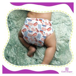 Bembika B Plus Printed Cloth Diapers With 2 Inserts - White image 2
