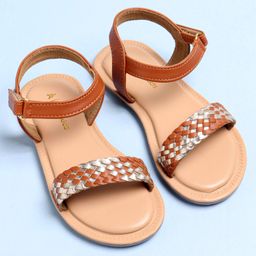 Pine Kids Sandals with Velcro Closure- Brown image 2