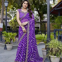 DWIJA FASHION Striped Printed Sequinned Saree-picture-9