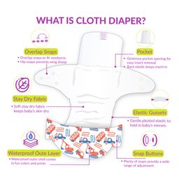 Bembika B Plus Printed Cloth Diapers With 2 Inserts - White image 4