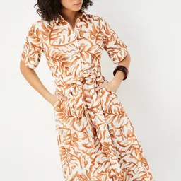 max Tropical Print Shirt Midi Dress-image-61