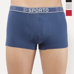 Sporto by Macho Pack Of 4 Mid Rise Trunks M1022_B1-Dnm1-G1-R1-L-picture-4