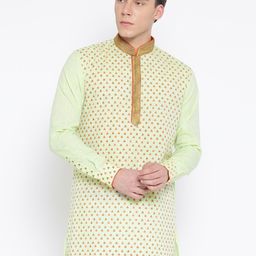 Manish Creations Men Green & Orange Printed Straight Kurta-picture-12