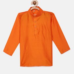 THANGAMAGAN Boys Orange Art Silk Kurta-image-31