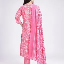 Anouk Rustic Floral Printed Straight Kurta With Trousers & Dupatta image 4