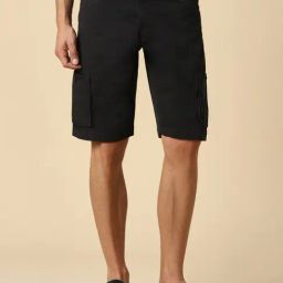 Allen Solly Black Cotton Slim Fit Cargo Shorts-image-7