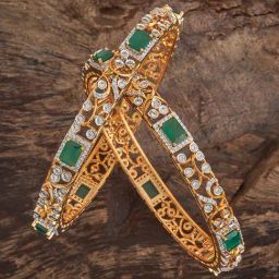 Kushal's Fashion Jewellery Green Rhodium Gold Polished Zircon Bangle for Women-picture-40