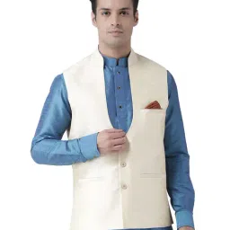 Deyann White Regular Fit Nehru Jacket-image-86