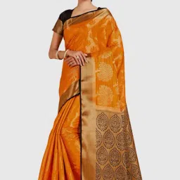 Mimosa Orange Woven Sarees With Blouse-image-49