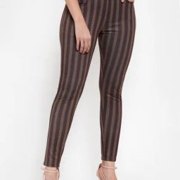 Westwood Brown Striped Jeggings-image-36