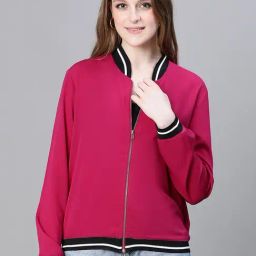 Oxolloxo Dark Pink Regular Fit Bomber Jacket-picture-31