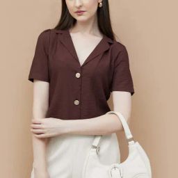 Code By Lifestyle Medium Brown Regular Fit Shirt-image-5