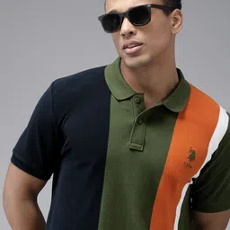 U.S. Polo Assn. Colourblocked Polo Collar Pure Cotton Slim Fit T-shirt-picture-18