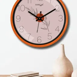 Random Orange & Black Printed Analogue Round Shaped Wall Clock-image-34