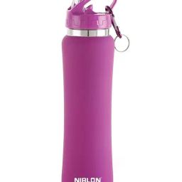 Nirlon Flip Bot Purple Stainless Steel Sipper Rubber Finish Water Bottle With Straw Lid (750ml)-19