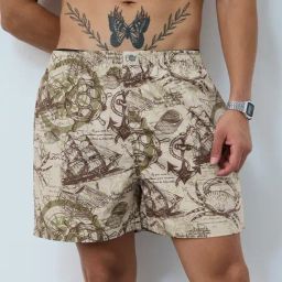 The Souled Store Beige Cotton Regular Fit Printed Shorts-picture-36