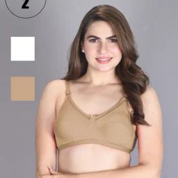 Lux Venus Tan & White Full Coverage Non-Wired Bra With Adjustable Strap - Pack of 2-picture-43