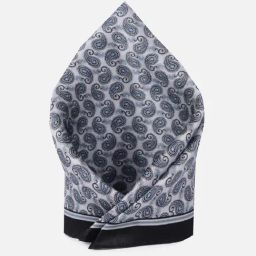 Peter England Grey Printed Pocket Square-image-1