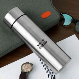 Nirlon Jeet Silver Stainless Steel Single Wall Water Bottle (1000ml) - Set of 2-45
