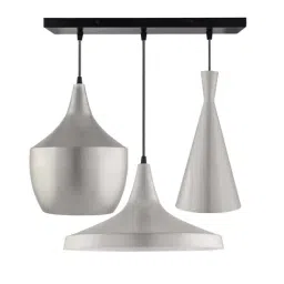 Homesake 3-Lights Linear Cluster Silver Metal Modern Tri-Nordic Pendant Light - Set of 1-15