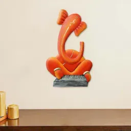 eCraftIndia Musician Lord Ganesha playing Tabla Handcrafted Iron Wall Hanging-image-2