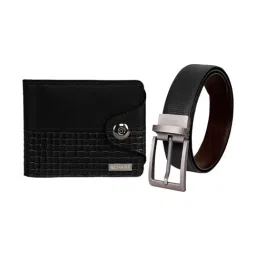 Scharf Black Leather Set Of Waist Belt And Wallet For Men-image-40