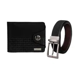 Scharf Black Leather Set Of Waist Belt And Wallet For Men-image-35