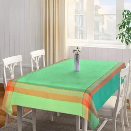 Klotthe Green & Orange Cotton 200 GSM 6 Seater Table Cover - Set of 1-30
