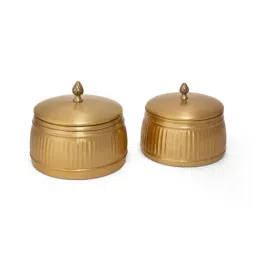 Home4U Gold Brass Storage Box Set - Set of 2-0