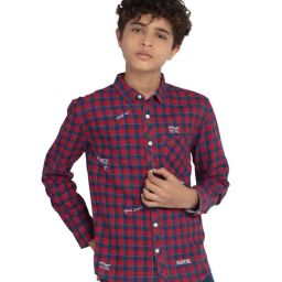Under Fourteen Only Kids Red & Blue Checks Shirt-image-49