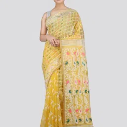 Pinkloom Yellow Cotton Woven Saree-picture-46