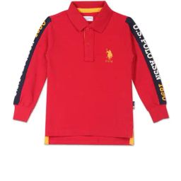 U.S. Polo Assn. Boys Red Logo Print Polo T-Shirt-image-23