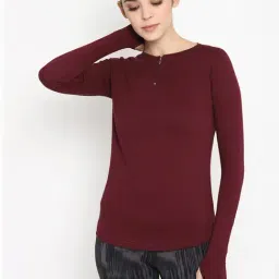 Appulse Maroon Cotton Slim Fit T-Shirt-image-92
