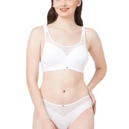 Soie White Padded Non-Wired Full Coverage Bra & Panty Set-65