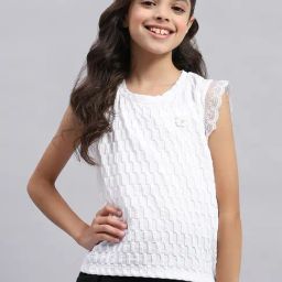 Monte Carlo Girls White Self Design Top-image-54