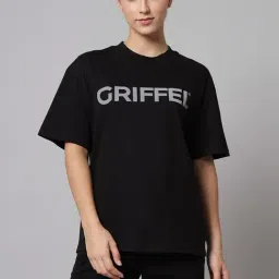 GRIFFEL Black Cotton Regular Fit Printed T-Shirt With Shorts-image-63