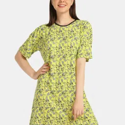Da Intimo Green Printed Night T-Shirt Dress-image-36
