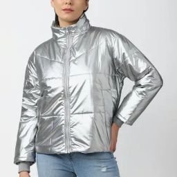 Forever 21 Silver Regular Fit Jacket-image-71