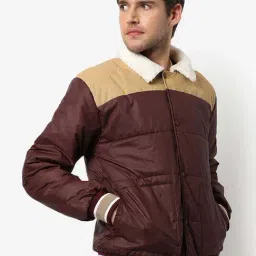 Campus Sutra Brown & Yellow Regular Fit Colour Block Jacket-picture-48