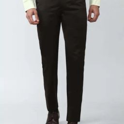 Peter England Casuals Brown Slim Fit Trousers-image-94