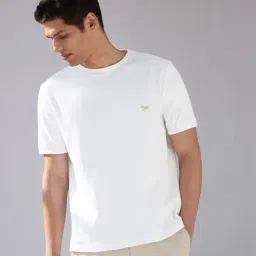 ANDAMEN White Regular Fit Crew T-Shirt-image-12