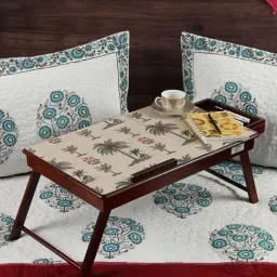 India Circus by Krsnaa Mehta Chevron Palms Printed Beige Teak Wood Laptop Table-image-32