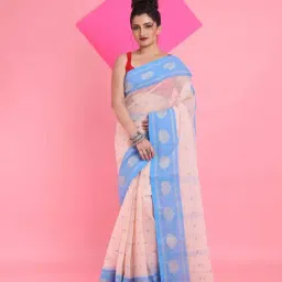 Arhi Beige & Blue Cotton Woven Saree-image-28